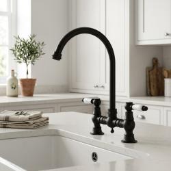 nostalgic-black-kitchen-faucet-with-lever-handles
